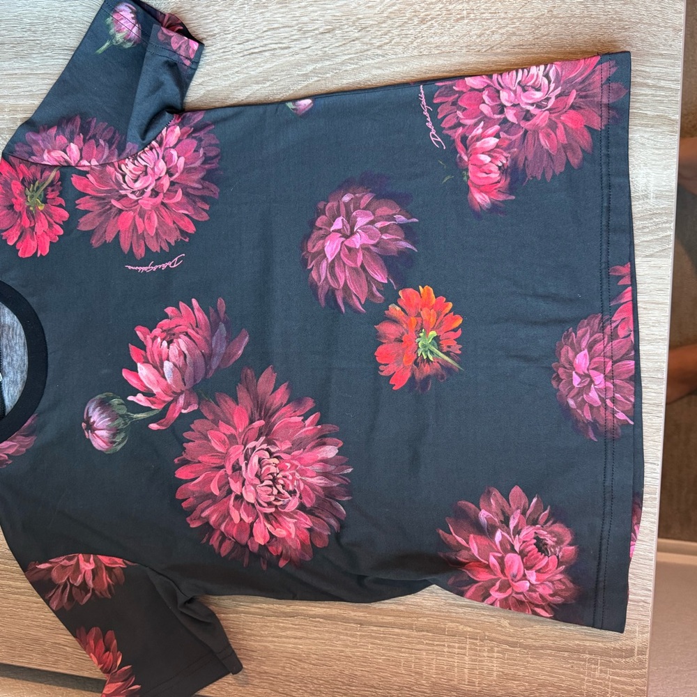Dolce & Gabbana Kids Black Floral Tee